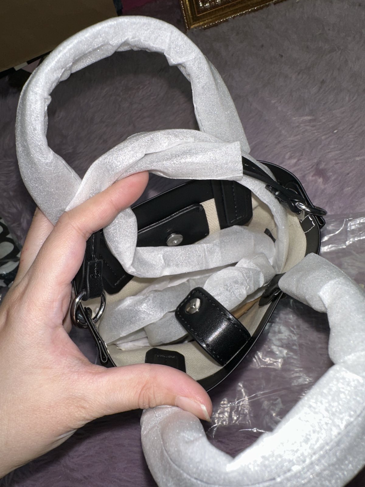 ORIG & IMPORTED LACOSTE Zely Coated Canvas Monogram Mini Tote Black Bag