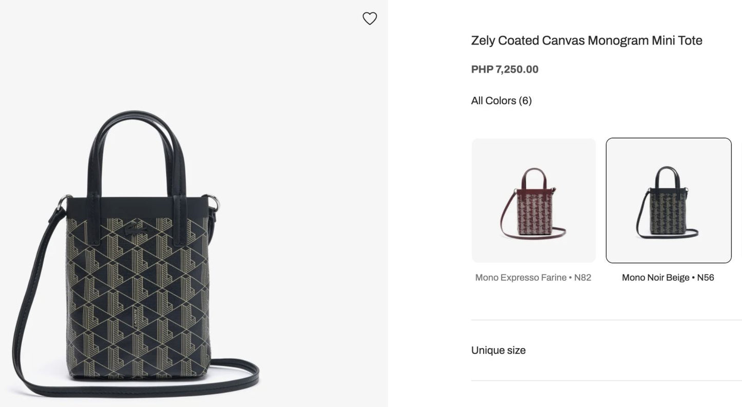 ORIG & IMPORTED LACOSTE Zely Coated Canvas Monogram Mini Tote Black Bag