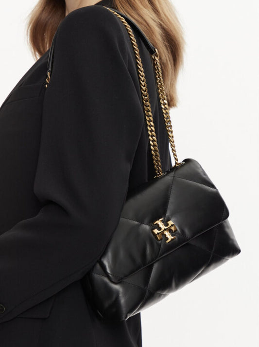 ORIG & IMPORTED Tory Burch TB Small Kira Diamond Quilt Convertible Shoulder Bag Black