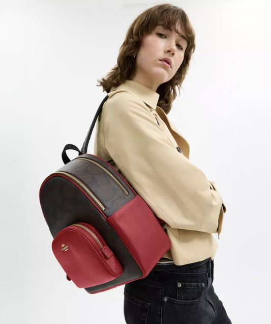 ORIG & IMPORTED Coach Medium Court Backpack In Signature Canvas Blue/Red