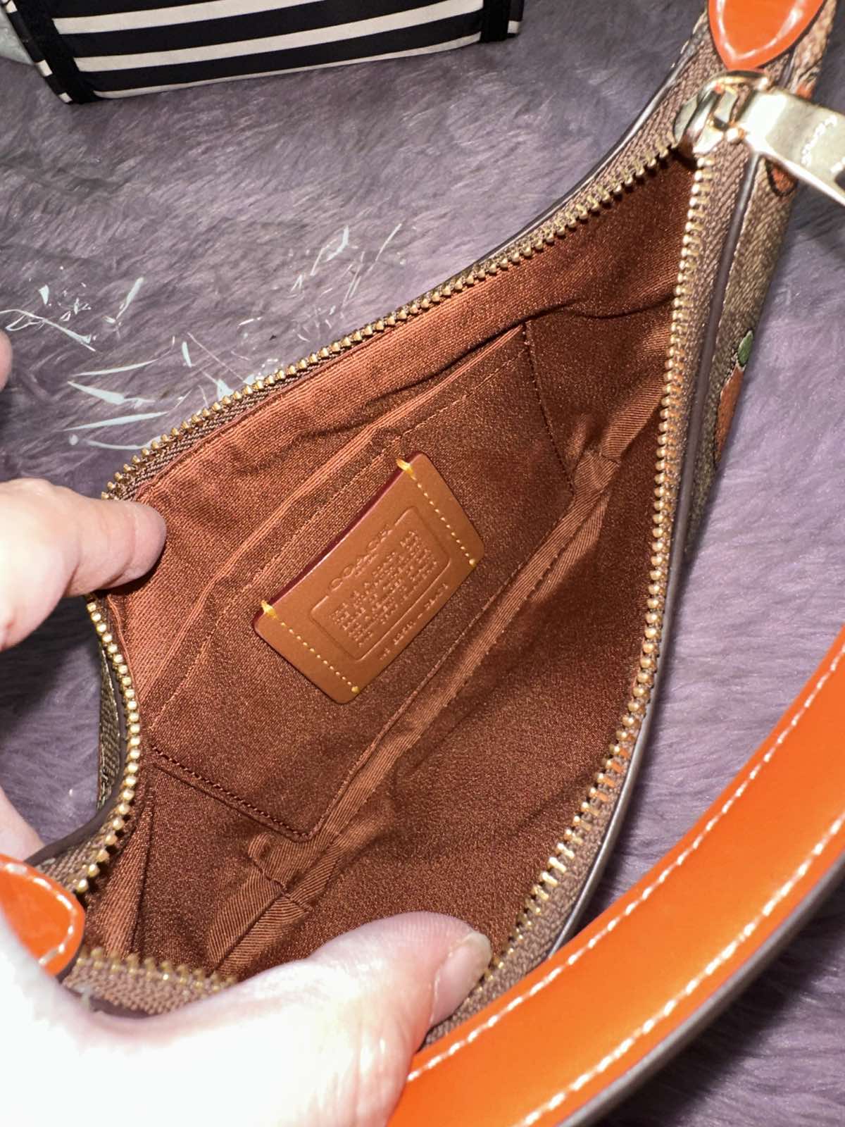 ORIG & IMPORTED Coach Mini Payton Brown/Orange Bag With Orange Print