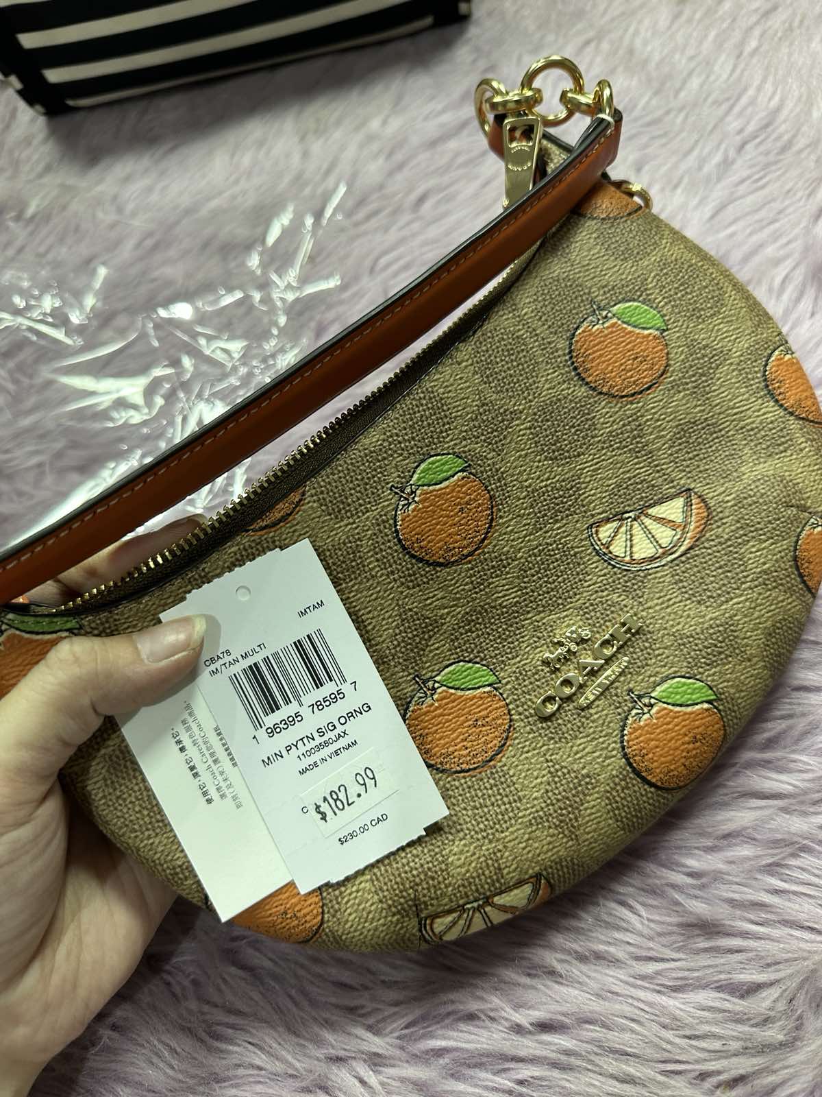 ORIG & IMPORTED Coach Mini Payton Brown/Orange Bag With Orange Print