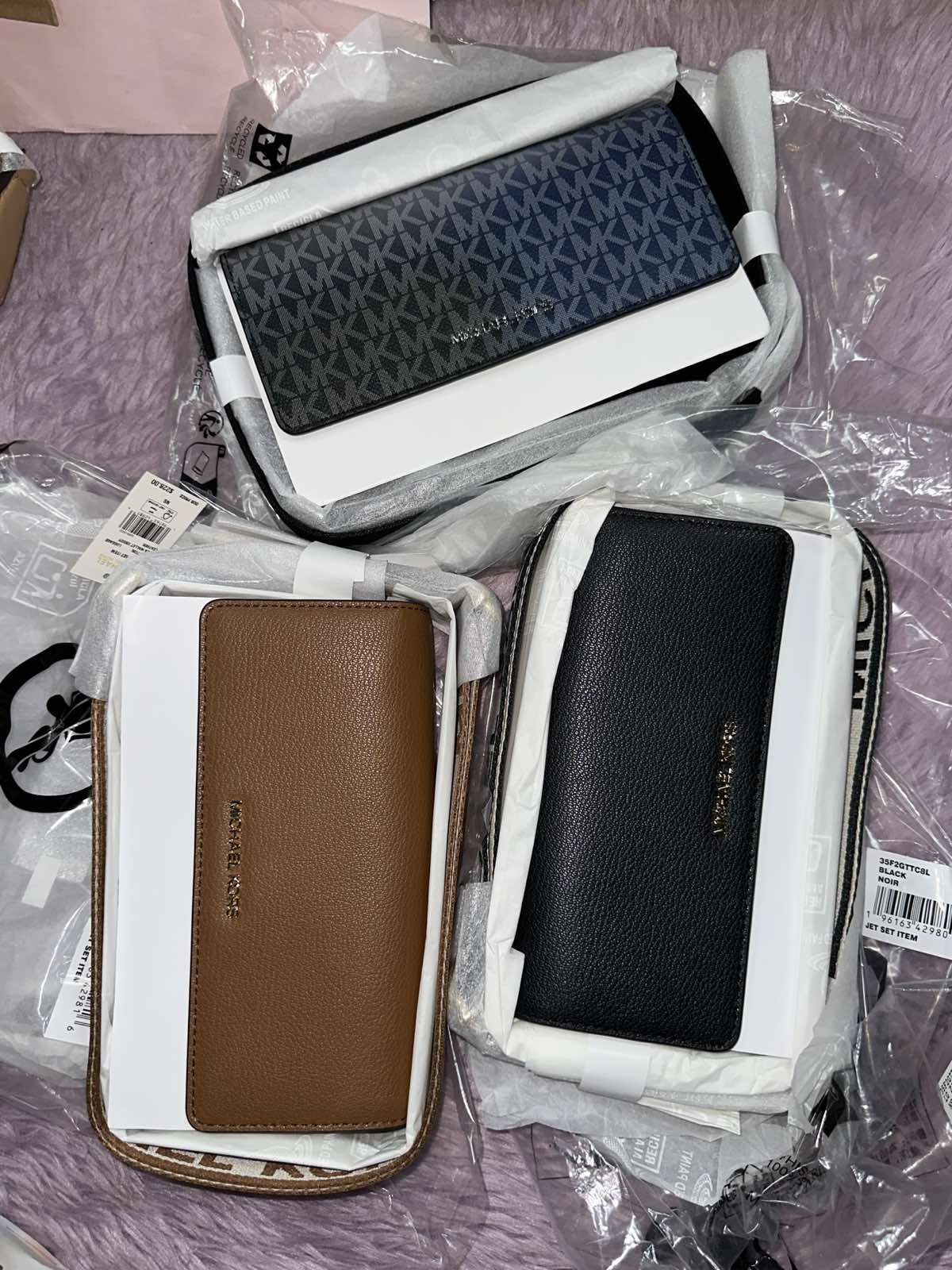 ORIG & IMPORTED MK Jet Set Phone Wallet Small Crossbody Bag Brown/Black/Ombre