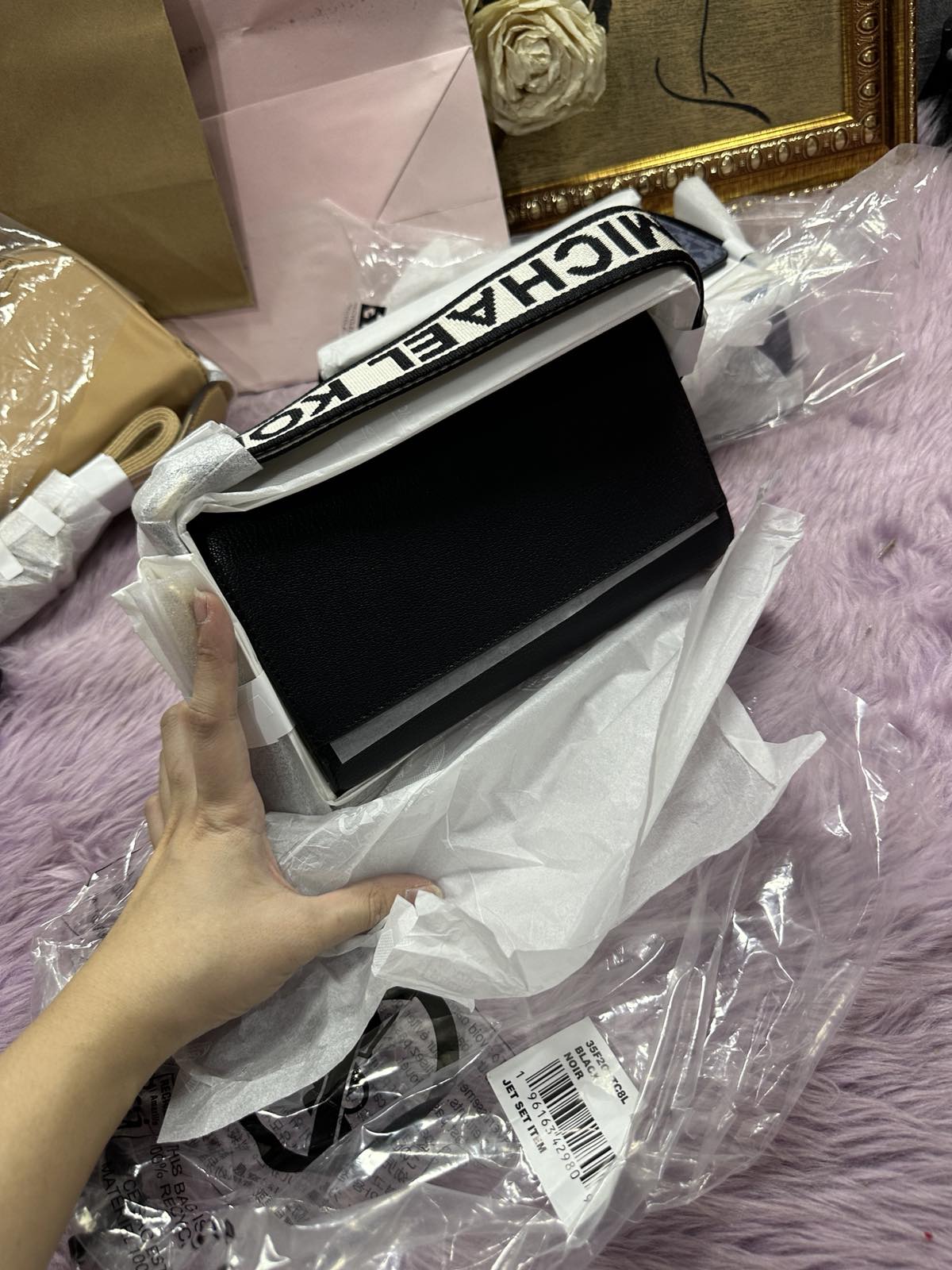 ORIG & IMPORTED MK Jet Set Phone Wallet Small Crossbody Bag Brown/Black/Ombre