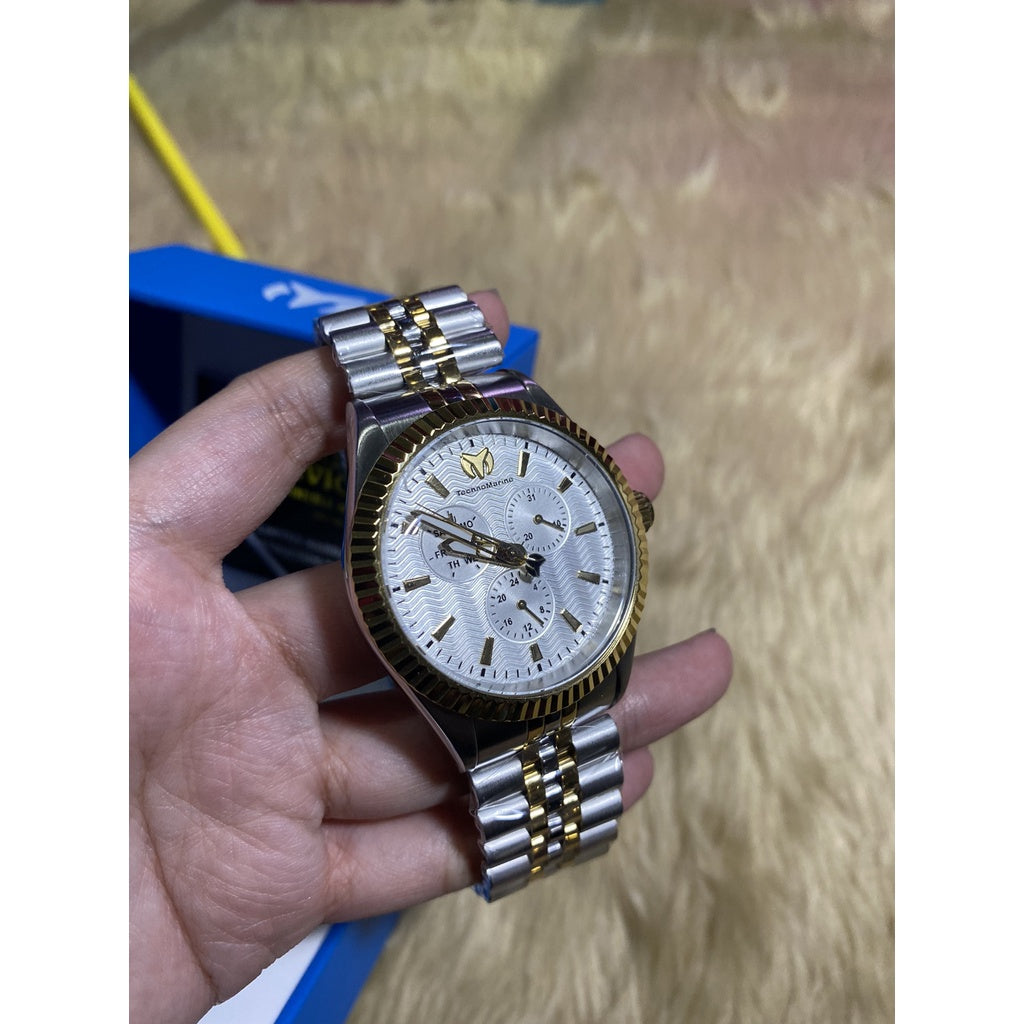 SALE! ❤️ AUTHENTIC TechnoMarine BROKEN BOX Sea Dream Men's Watch - 42mm, Steel, Gold (TM-719002)
