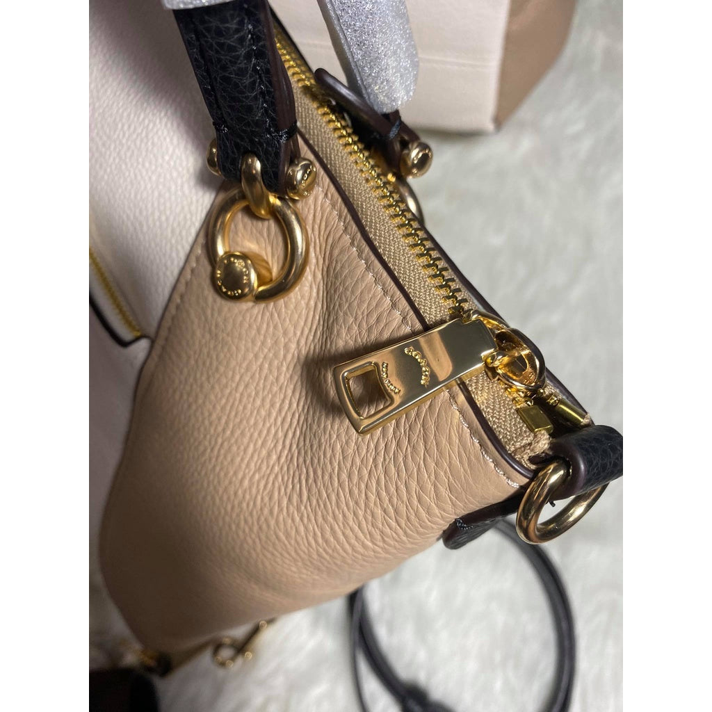 AUTHENTIC/ORIGINAL Coach Kacey Two Way Satchel Bag in Beige/White