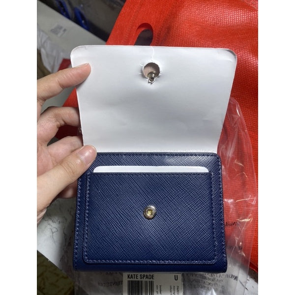 AUTHENTIC KateSpade Booked Trifold Flap Wallet Navy Blue