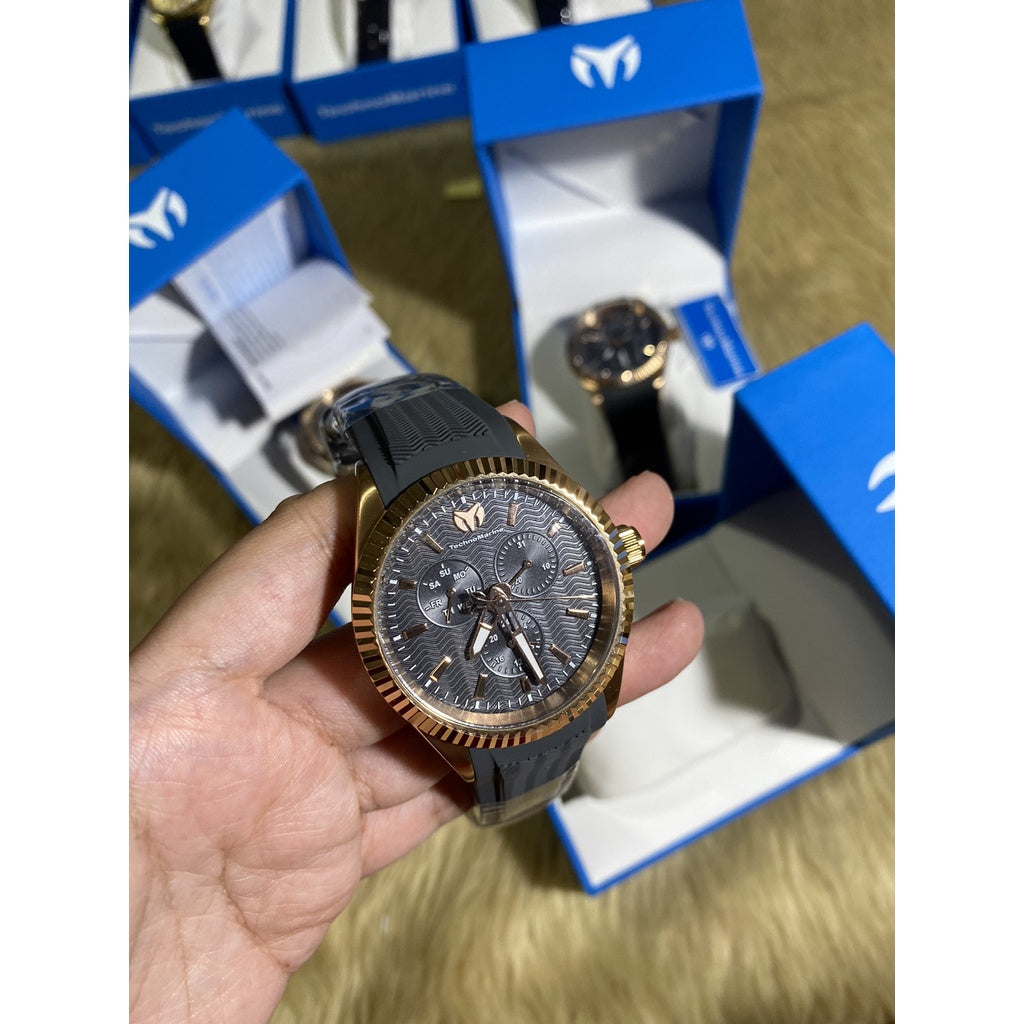 AUTHENTIC TechnoMarine Sea Dream Men's Watch Charcoal Rose Gold - 42mm, Black (TM-719028)