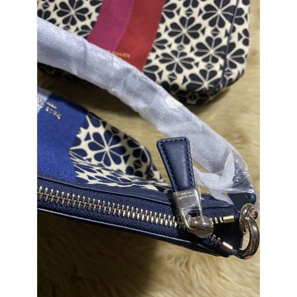 AUTHENTIC KateSpade KS Spade Flower Jacquard Stripe Sam Small Shoulder Bag - Blue/Black