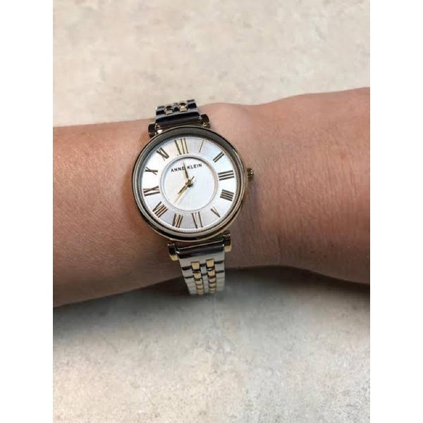 AUTHENTIC Anne Klein Women's Two-Tone Bracelet With Roman Numeral Dial 2159SVTT Watch