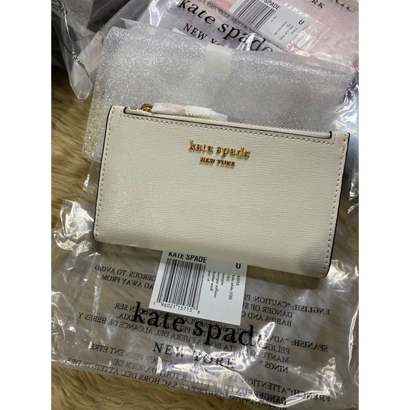 AUTHENTIC/ORIGINAL KateSpade KS Morgan Small Slim Bifold Wallet in Blue and White