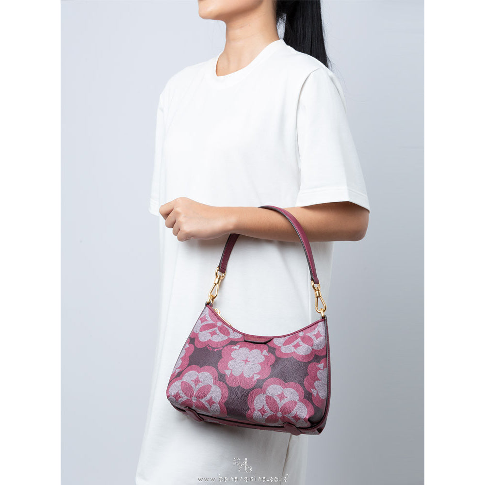 AUTHENTIC/ORIGINAL KateSpade Retail Spade Flower Monogram Reece Small Shoulder Bag in GARNET ROSE MU