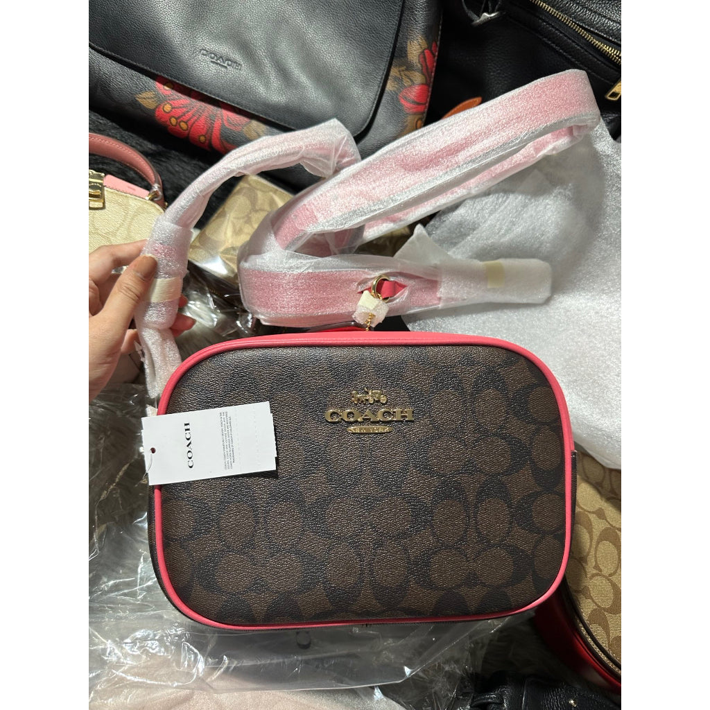 Coach Signature Jamie Camera deals Bag (Brown/Watermelon)