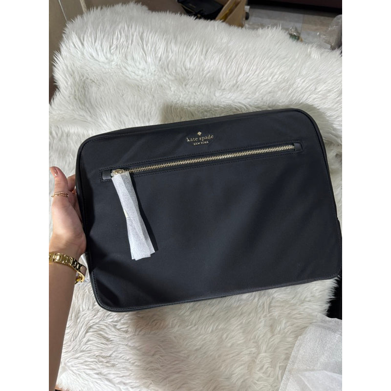 AUTHENTIC/ORIGINAL KateSpade KS Chelsea Nylon Laptop Bag Sleeve With Strap - Black/Lilac
