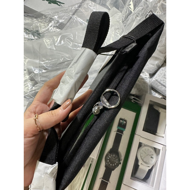 SALE! ❤️ AUTHENTIC/ORIGINAL Lacoste Preloved Unisex Recycled Fiber Zipped Bag Black Unisex