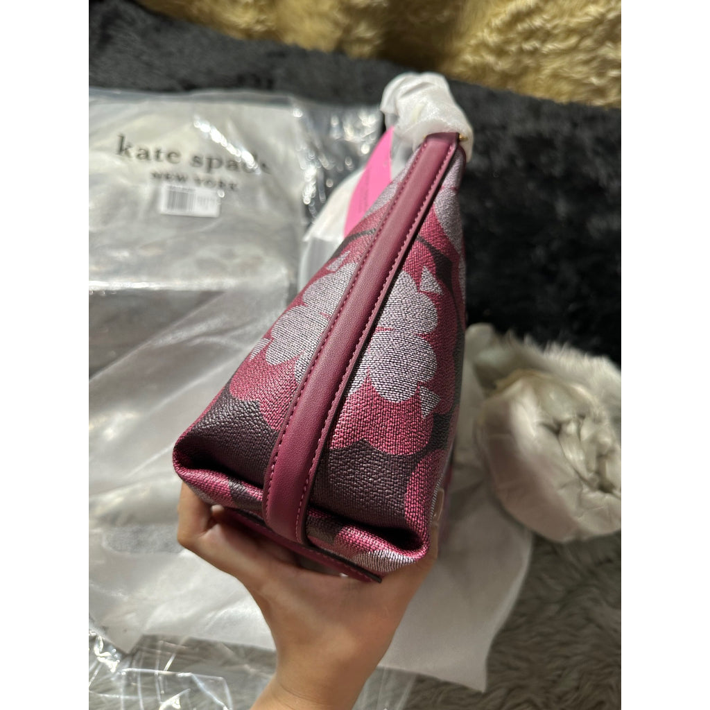 AUTHENTIC/ORIGINAL KateSpade Retail Spade Flower Monogram Reece Small Shoulder Bag in GARNET ROSE MU