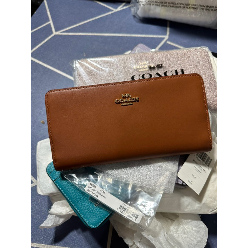 AUTHENTIC/ORIGINAL Coach Retail Long Slim Wallet Black/Brown