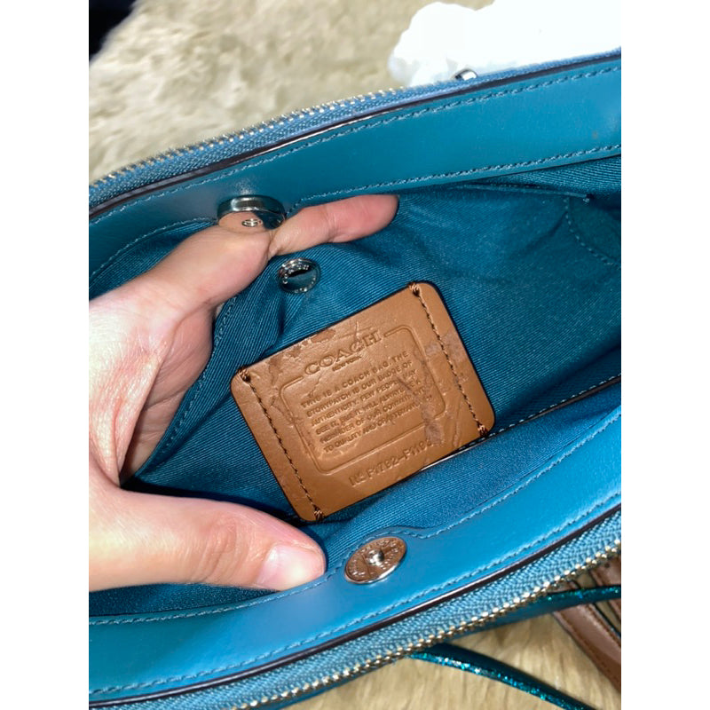 SALE! ❤️ AUTHENTIC/ORIGINAL Preloved Coach Mini Christie Carry All Floral Blue Teal Satchel Bag