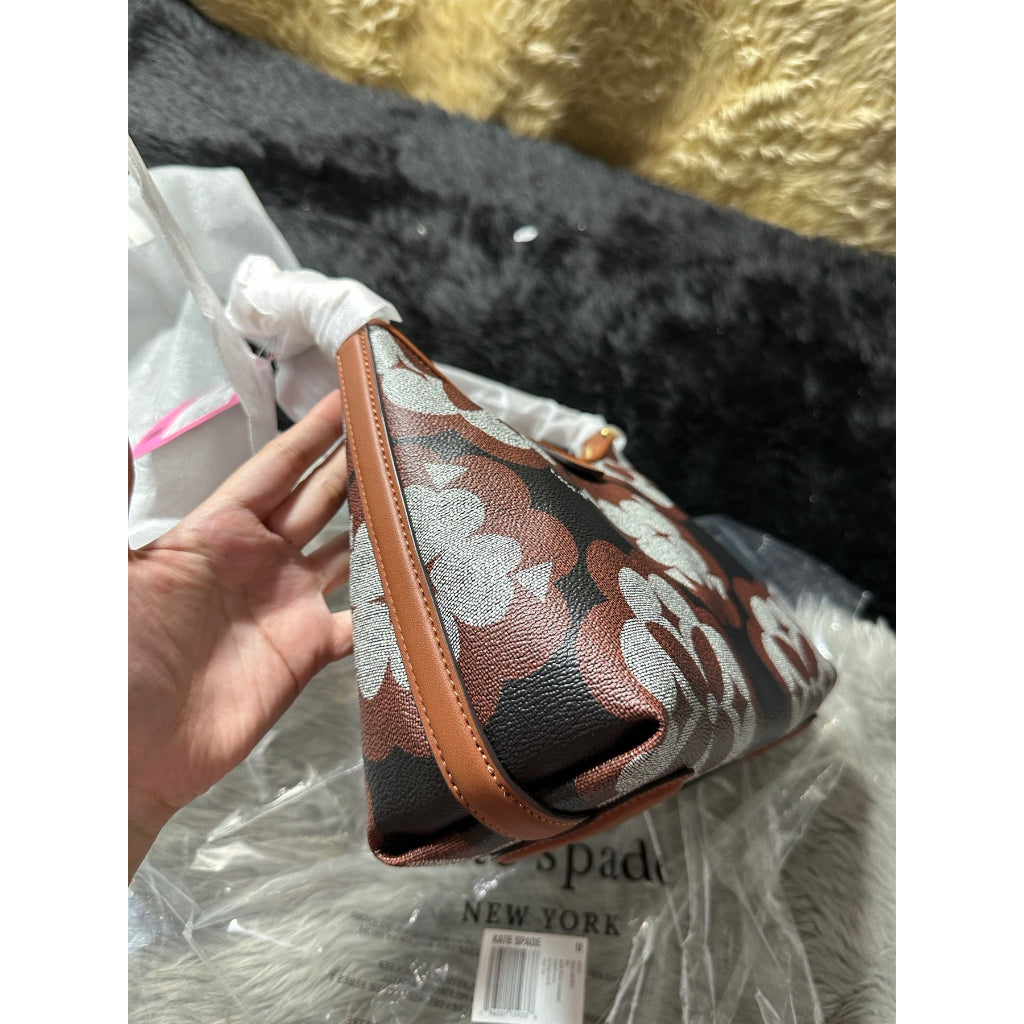 AUTHENTIC/ORIGINAL KateSpade Retail Spade Flower Monogram Reece Small Shoulder Bag in BLACK MULTI