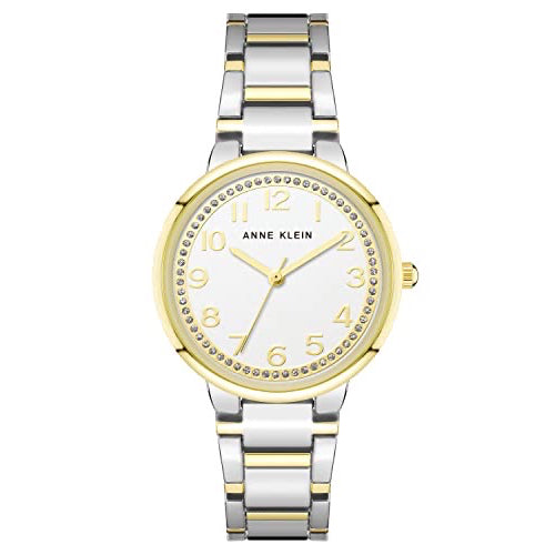 AUTHENTIC/ORIGINAL Anne Klein Women's Glitter Accented Bracelet Watch AK/3779SVTT
