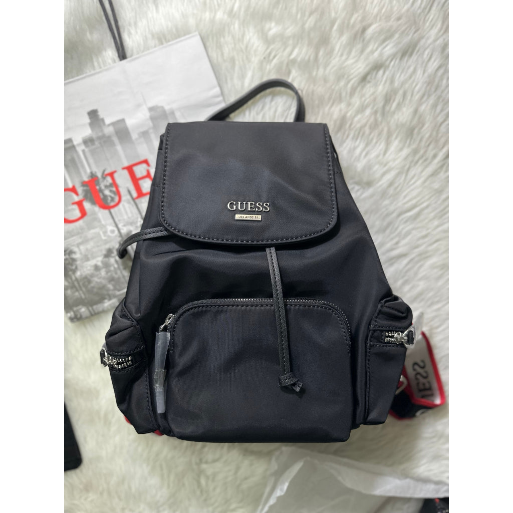 AUTHENTIC/ORIGINAL Guess Carbondale Flapover Nylon BackPack In Black
