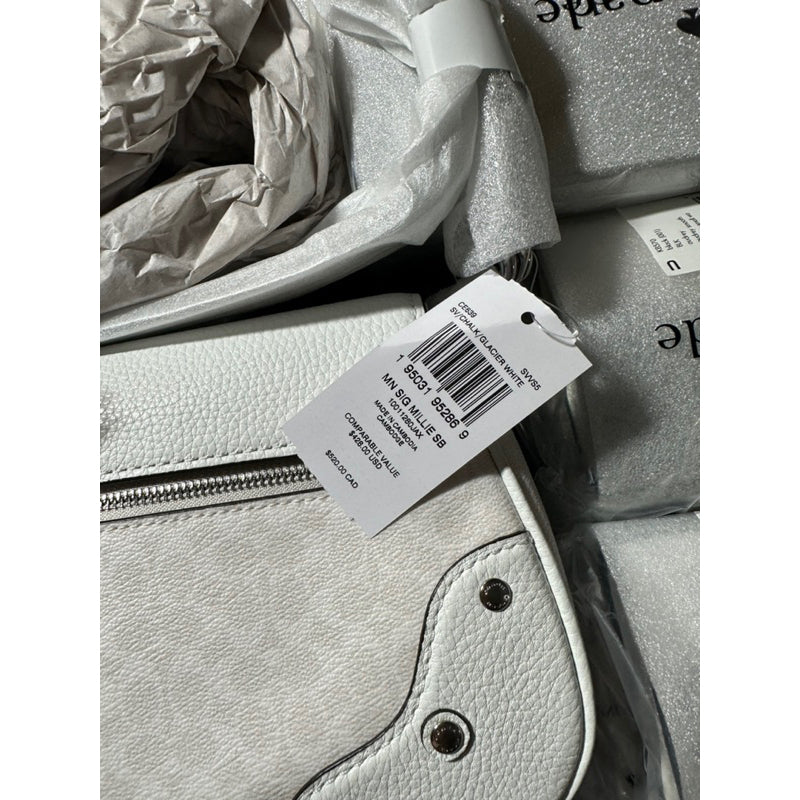 AUTHENTIC/ORIGINAL COACH Millie Shoulder Bag In Colorblock Signature Canvas in Glacier White