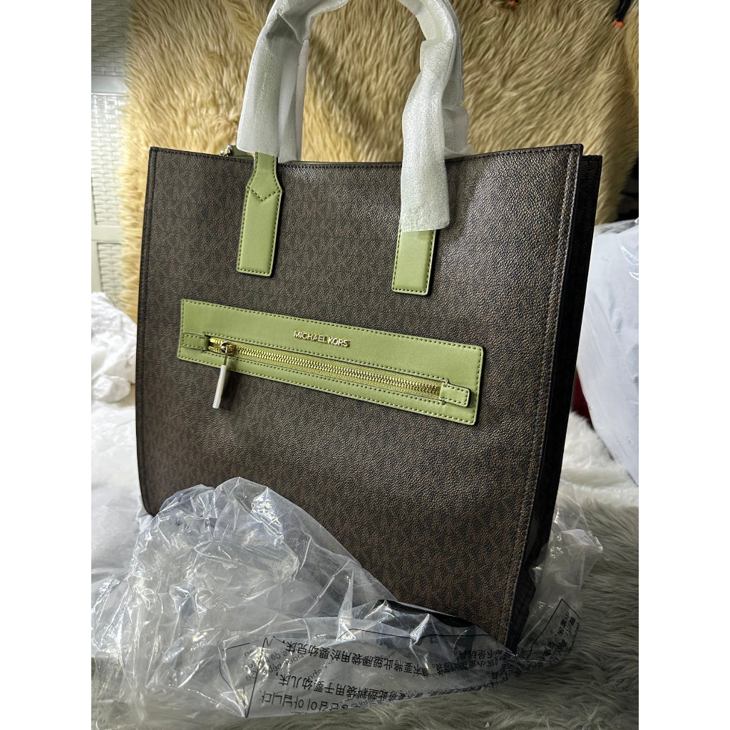 AUTHENTIC/ORIGINAL Michael K0rs Kenly Large Tote Bag Brown/Green Bag