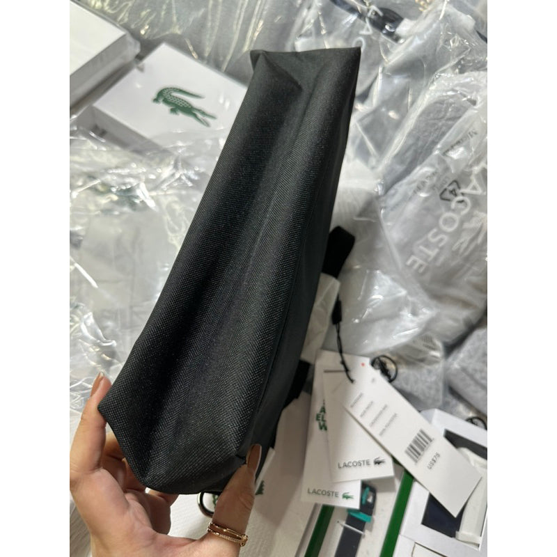 SALE! ❤️ AUTHENTIC/ORIGINAL Lacoste Preloved Unisex Recycled Fiber Zipped Bag Black Unisex