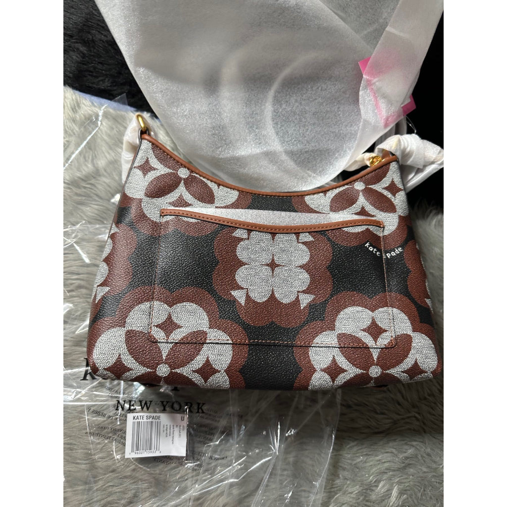 AUTHENTIC/ORIGINAL KateSpade Retail Spade Flower Monogram Reece Small Shoulder Bag in BLACK MULTI