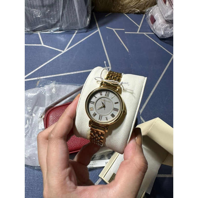 AUTHENTIC/ORIGINAL Anne Klein Women's AK/2158GYGB Gold-Tone Bracelet Watch
