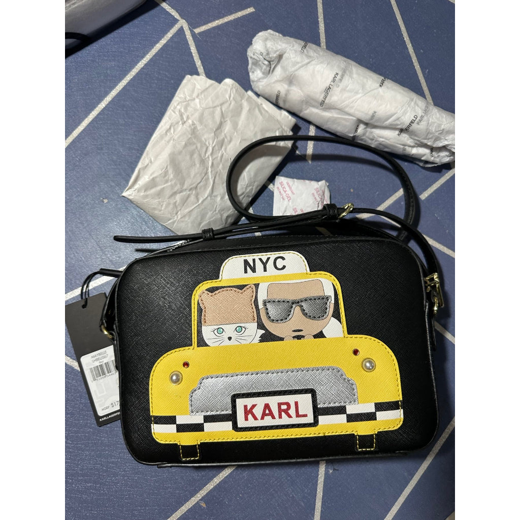 AUTHENTIC/ORIGINAL KARL LAGERFELD Maybelle Taxi Camera Bag Black