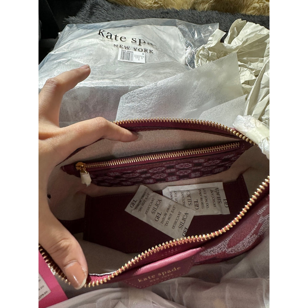 AUTHENTIC/ORIGINAL KateSpade Retail Spade Flower Monogram Reece Small Shoulder Bag in GARNET ROSE MU