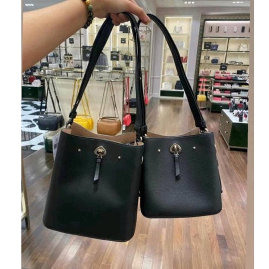 AUTHENTIC/ORIGINAL KateSpade Small & Large Marti Bucket Bag in BLACK/BROWN