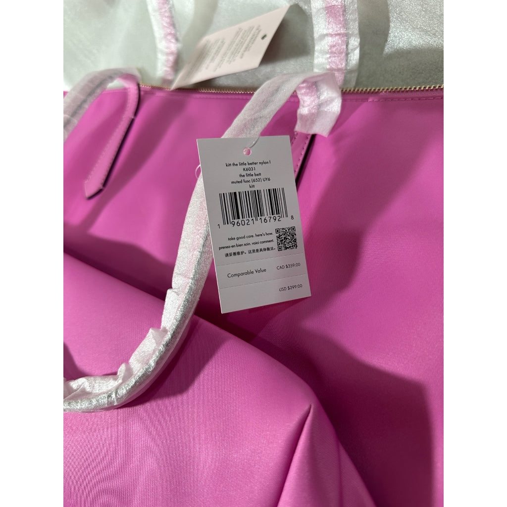 AUTHENTIC/ORIGINAL  KateSpade Kitt Large Nylon Tote Bag Muted Fuschia Pink