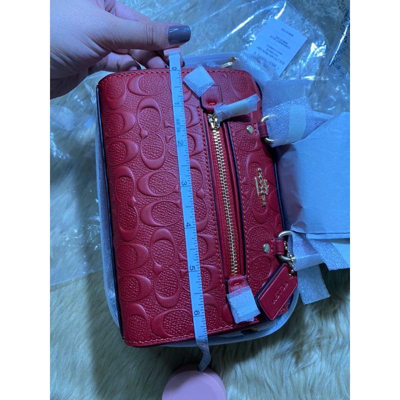 SALE! ❤️ AUTHENTIC/ORIGINAL Coach Mini Rowan Crossbody Bag In RED Signature Leather