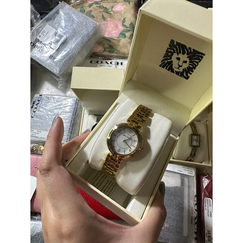 AUTHENTIC/ORIGINAL Anne Klein Women's 28mm Gold-Tone Bracelet Watch AK/3070MPGB