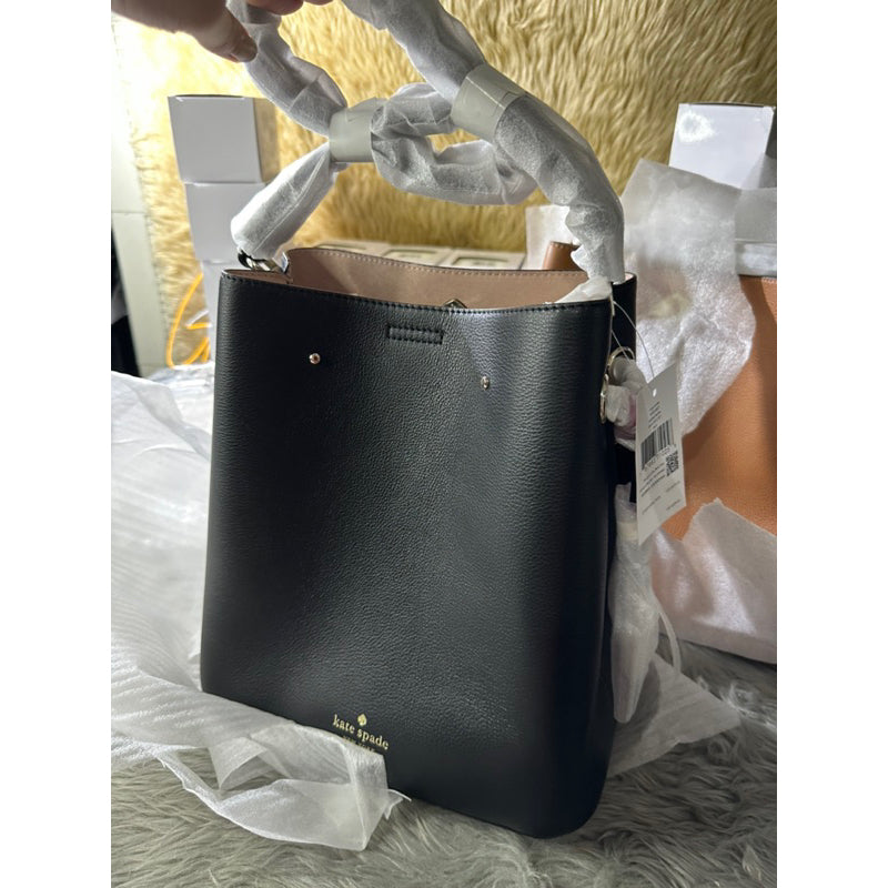 AUTHENTIC/ORIGINAL KateSpade Small & Large Marti Bucket Bag in BLACK/BROWN