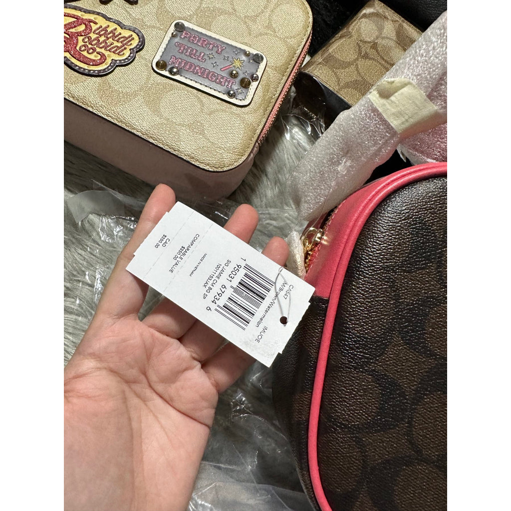 Coach Signature Jamie Camera deals Bag (Brown/Watermelon)