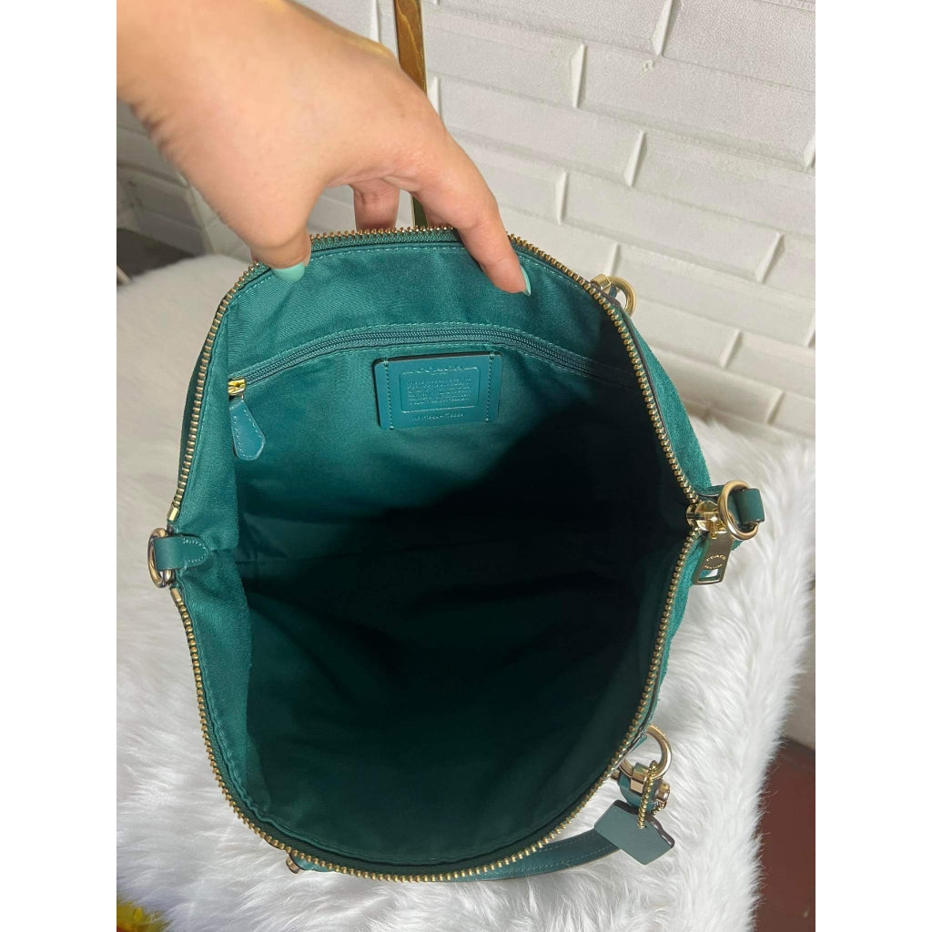 Auth buy COACH Lily Satchel Shoulder Teal VGC! Teal 12155