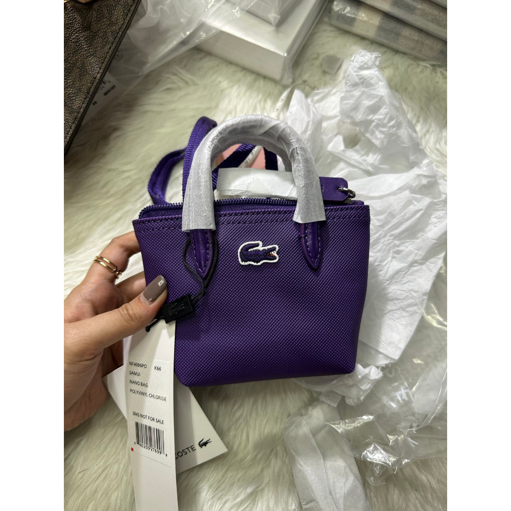 AUTHENTIC/ORIGINAL LACOSTE Women's Detachable Shoulder Strap Shopping Bag Purple