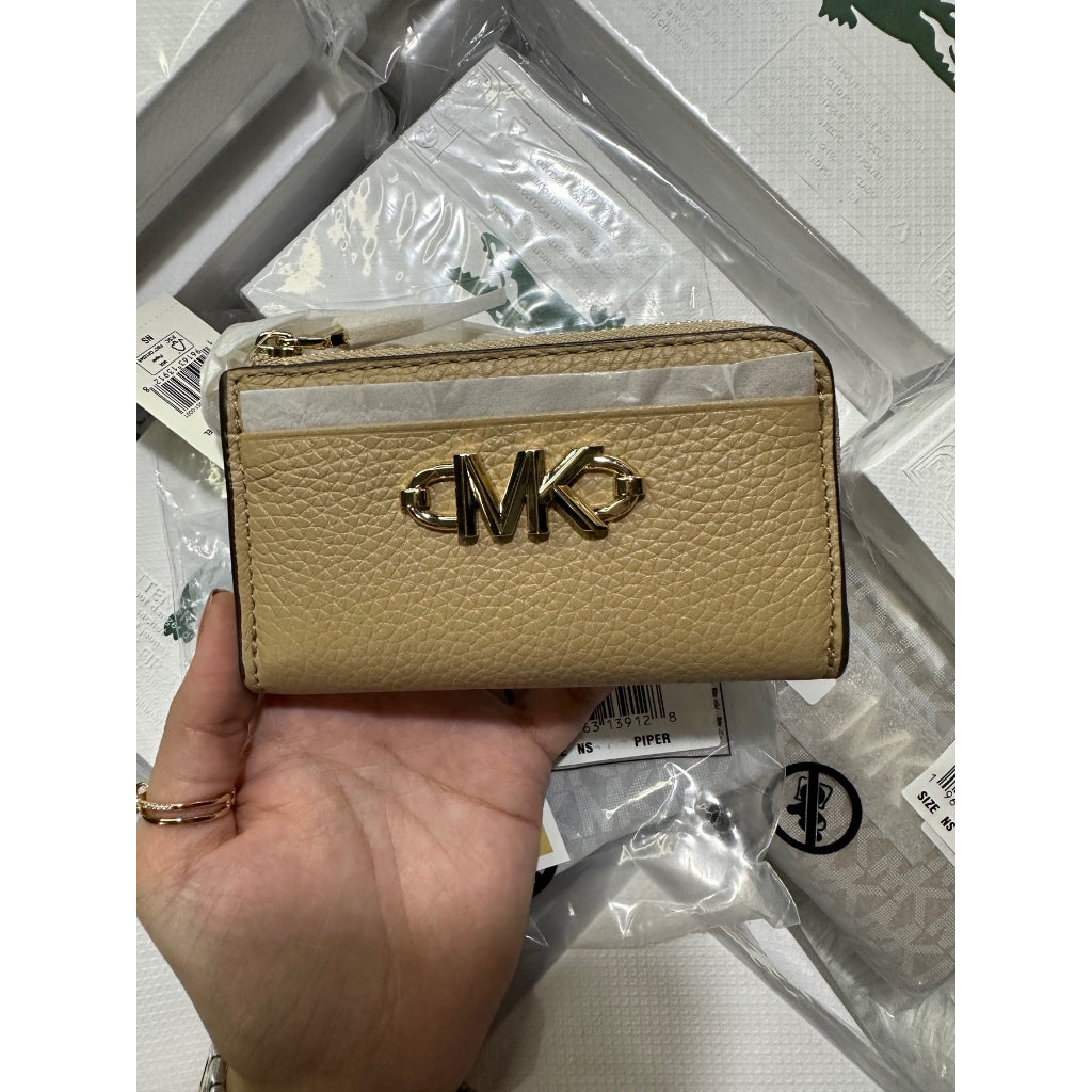 AUTHENTIC/ORIGINAL MICHAEL K0RS MK Piper Small Zip Card Case Small Wallet Beige