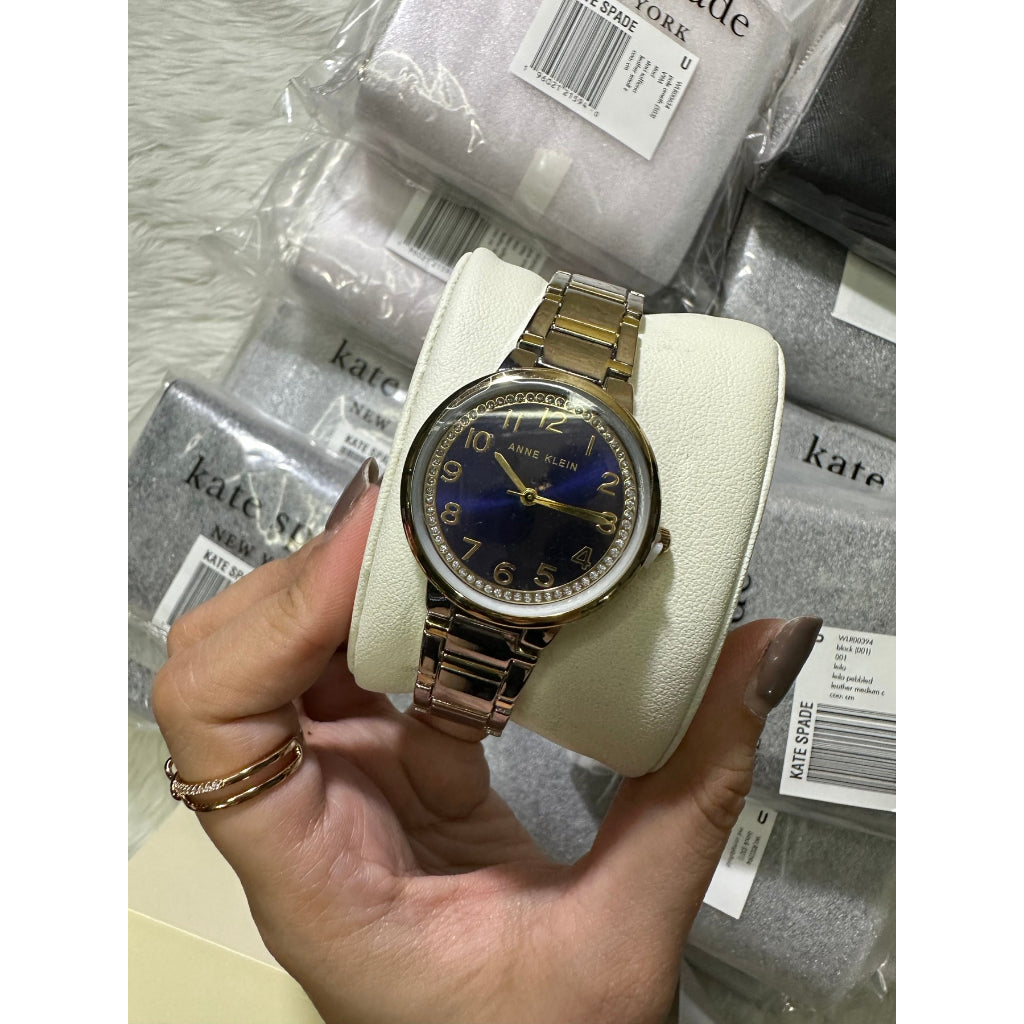 AUTHENTIC/ORIGINAL Anne Klein Women's Glitter Accented Bracelet Watch AK/3779NVTT
