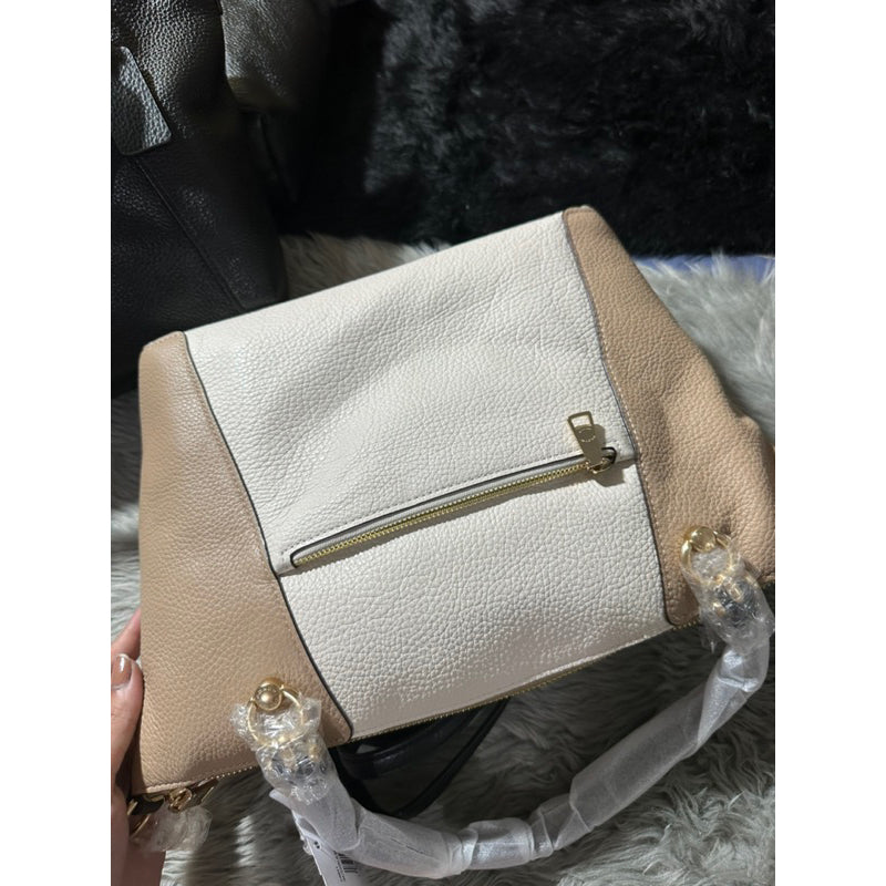 AUTHENTIC/ORIGINAL Coach Kacey Two Way Satchel Bag in Beige/White