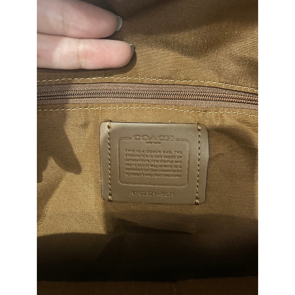 AUTHENTIC/ORIGINAL COACH Court Medium Backpack In Signature Canvas Bag in Khaki Saddle Brown