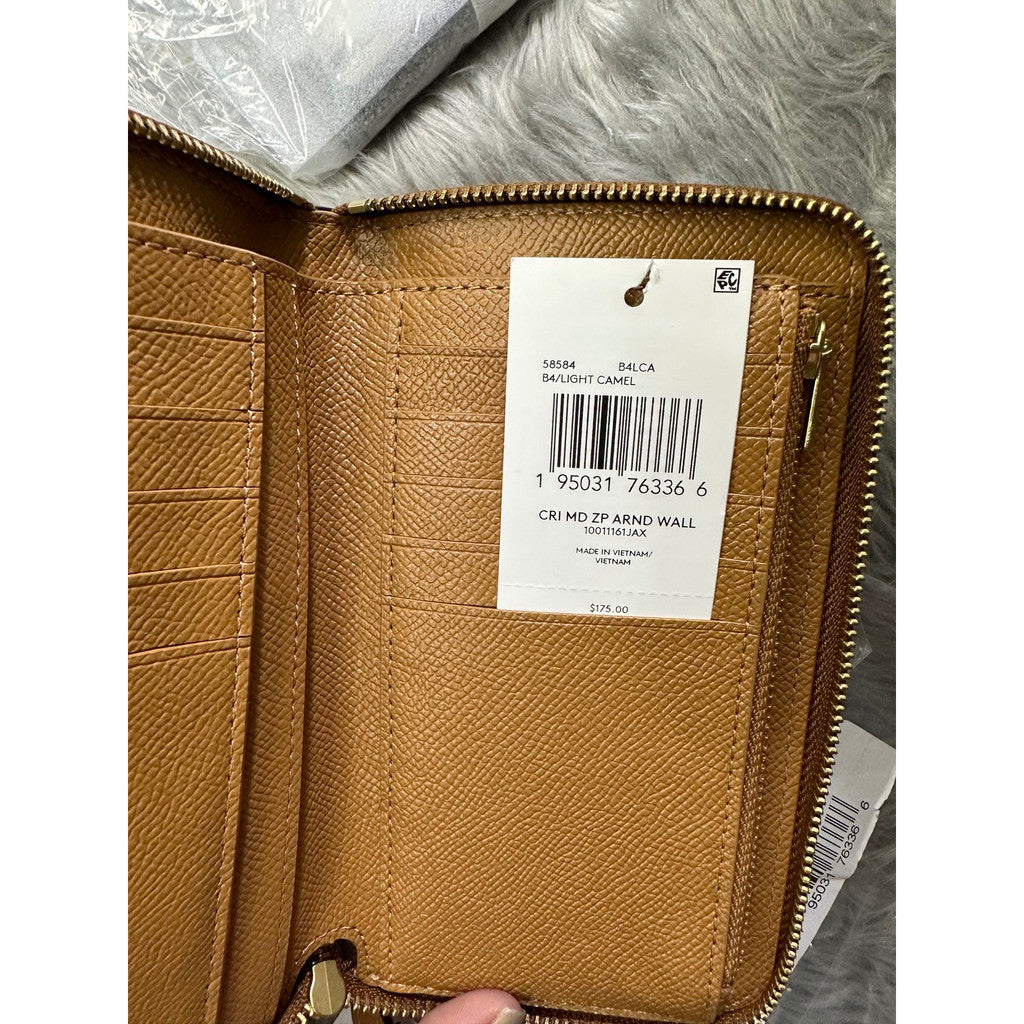 AUTHENTIC/ORIGINAL COACH Retail Medium Zip Around Wallet in Light Brown