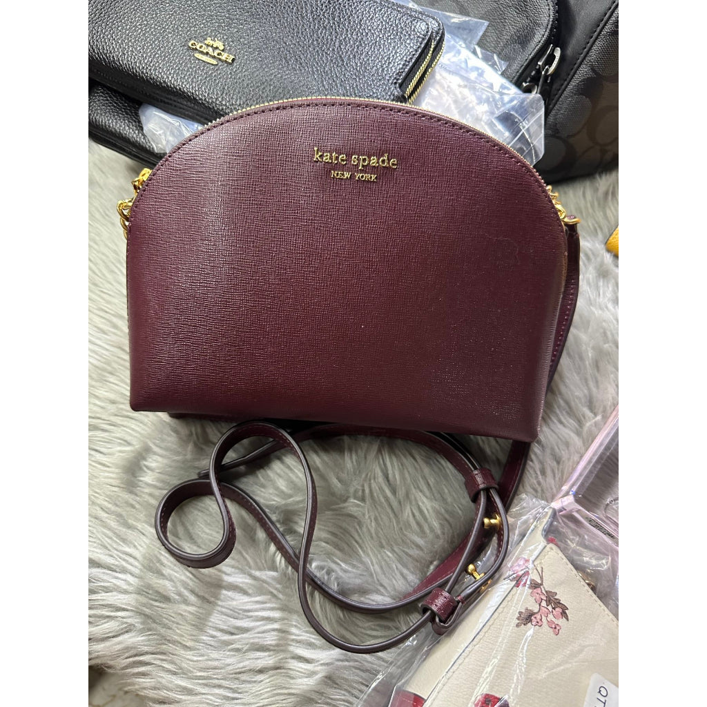 AUTHENTIC/ORIGINAL KateSpade Spencer Double-zip Dome Crossbody Mini Bag Maroon