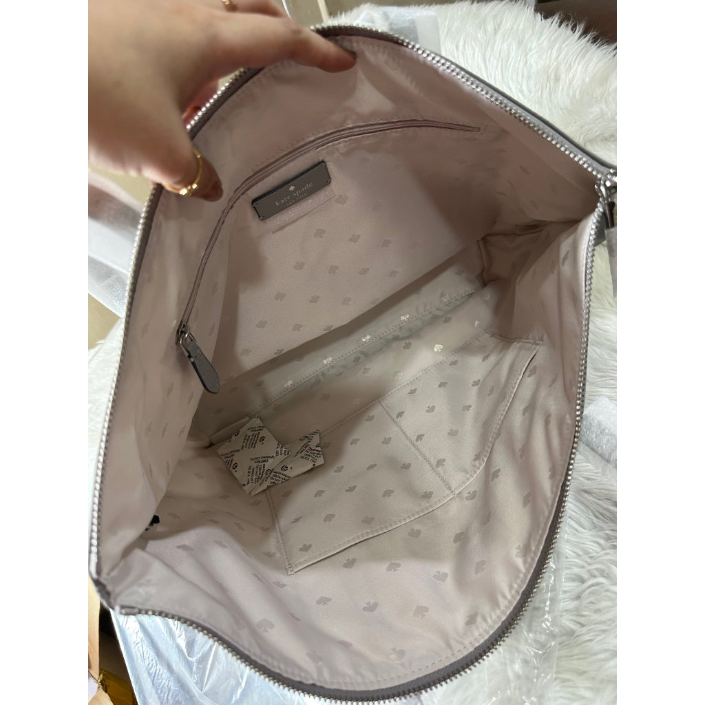 AUTHENTIC/ORIGINAL  KateSpade KS Kitt Large Nylon Tote Bag in NIMBUS GREY