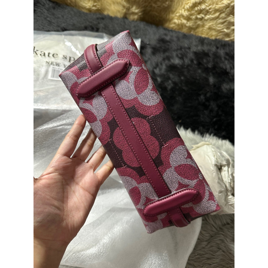 AUTHENTIC/ORIGINAL KateSpade Retail Spade Flower Monogram Reece Small Shoulder Bag in GARNET ROSE MU