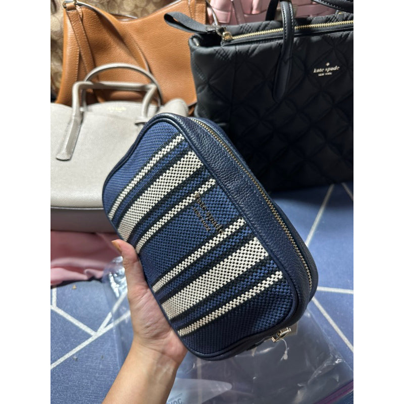 AUTHENTIC/ORIGINAL KateSpade Astrid Canvas Stripe Medium Crossbody Bag Blue