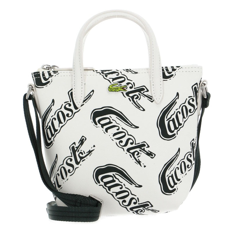 AUTHENTIC/ORIGINAL Lacoste Women’s Logo Print Mini XS Tote Bag Black and White